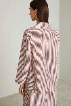 Blazer fluido effetto lavato - A Righe