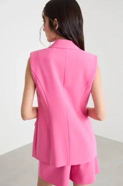 Blazer gilet in cady - Fuxia