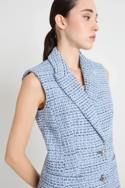 Blazer gilet in stuoia - Azzurro