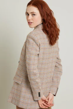 Blazer in batavia pied de poule - Marrone
