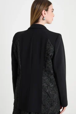 Blazer in cady con inserti tulle - Nero