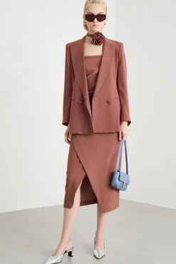 Blazer in cady crepe - Marrone