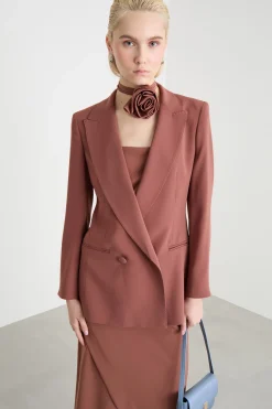 Blazer in cady crepe - Marrone