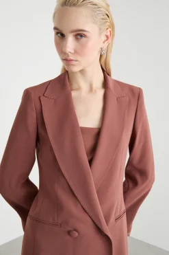 Blazer in cady crepe - Marrone