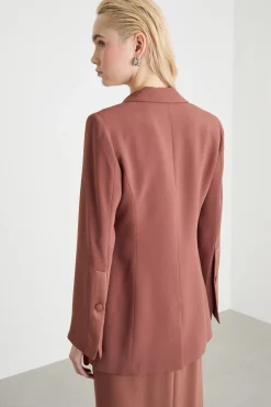 Blazer in cady crepe - Marrone
