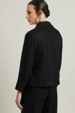 Blazer in cotone e lino - Nero