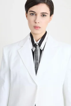 Blazer in doppio materiale stretch - Bianco