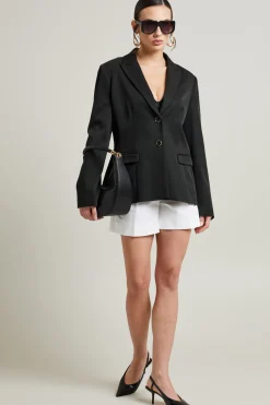 Blazer in faille di cotone - Nero