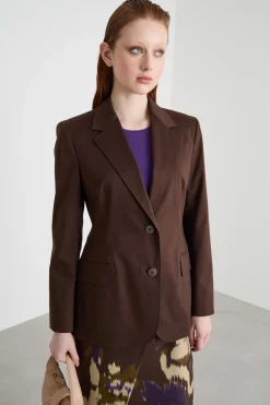 Blazer in gabardina - Marrone