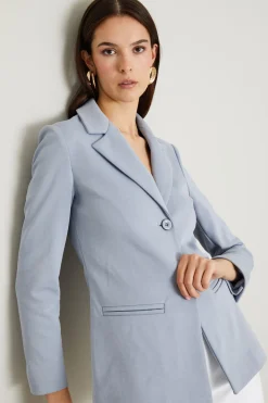 Blazer in jersey brillante - Azzurro