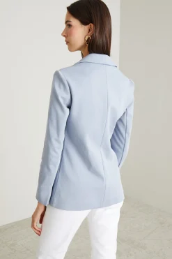 Blazer in jersey brillante - Azzurro