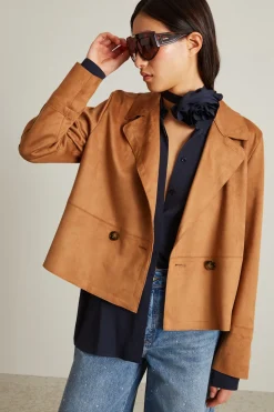 Blazer in jersey dal finish vellutato - Tabacco