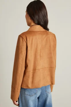 Blazer in jersey dal finish vellutato - Tabacco