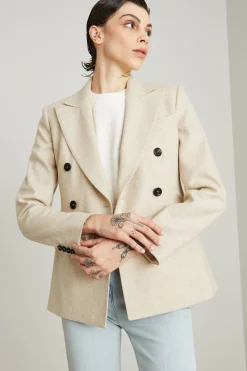 Blazer in jersey di cashmere - Beige Chiaro