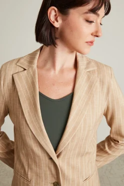 Blazer in jersey di cotone - Beige Bianco