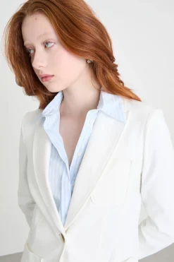 Blazer in jersey effetto jeans - Bianco