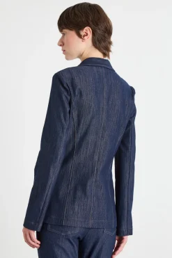 Blazer in jersey effetto jeans - Blu