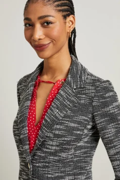 Blazer in jersey effetto stuoia - Nero Bianco