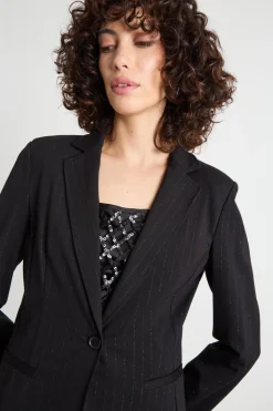 Blazer in jersey gessato - Nero
