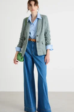 Blazer in jersey jacquard stretch - Verde