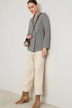 Blazer in jersey pied de poule - Nero
