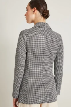 Blazer in jersey pied de poule - Nero