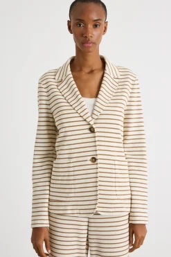 Blazer in jersey piqué - Beige Cammello