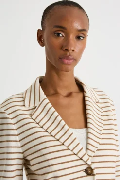 Blazer in jersey piqué - Beige Cammello
