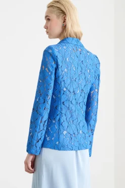 Blazer in jersey pizzo - Blu