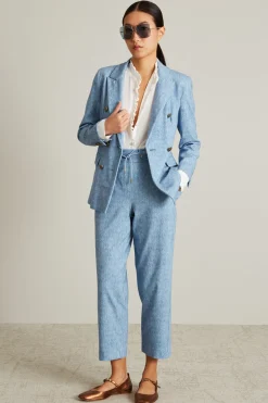 Blazer in jersey stampato - Azzurro
