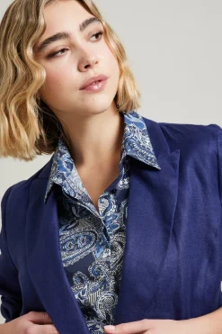 Blazer in lino - Blu
