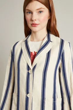 Blazer in lino e cotone - Beige Blu