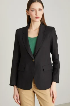 Blazer in lino - Nero