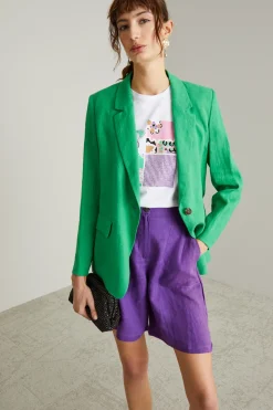 Blazer in lino - Verde