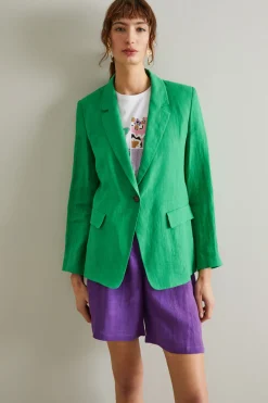 Blazer in lino - Verde