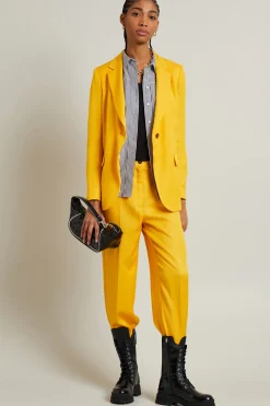 Blazer in misto lino - Giallo