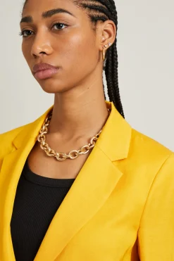 Blazer in misto lino - Giallo