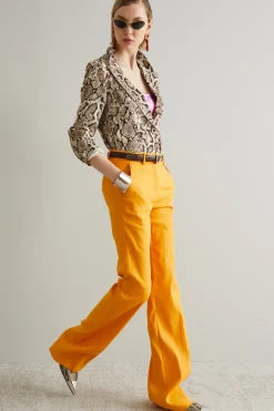 Blazer in raso animalier - Marrone Bianco