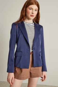 Blazer in raso - Blu