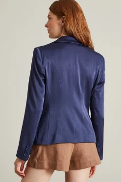 Blazer in raso - Blu