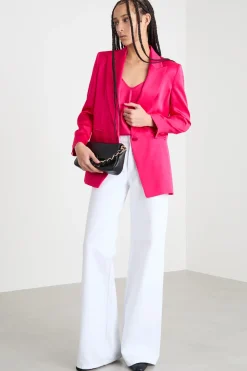 Blazer in raso con rever a lancia - Fuxia