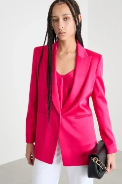 Blazer in raso con rever a lancia - Fuxia