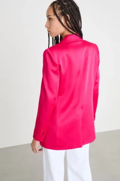 Blazer in raso con rever a lancia - Fuxia