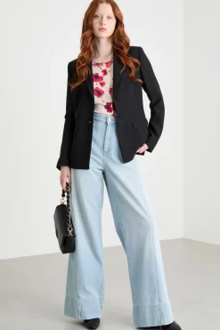 Blazer in raso dal finish opaco - Nero