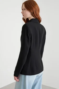 Blazer in raso dal finish opaco - Nero