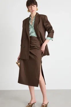 Blazer in raso - Marrone
