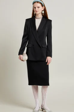 Blazer in raso - Nero