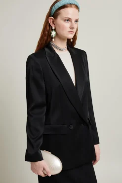 Blazer in raso - Nero
