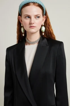 Blazer in raso - Nero
