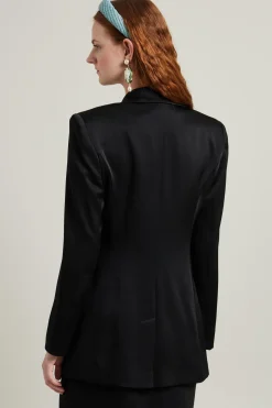 Blazer in raso - Nero